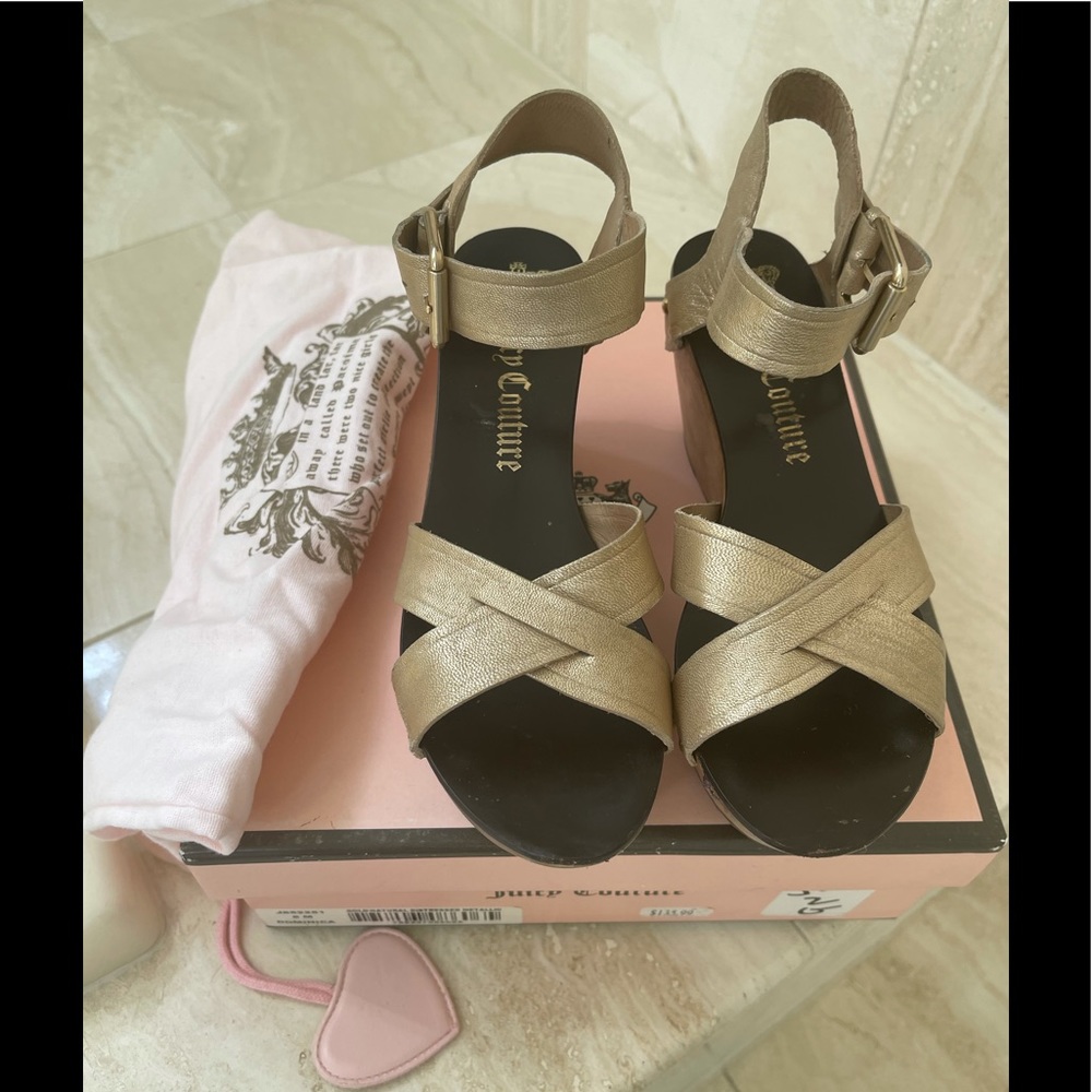 Juicy Couture distress gold wedges